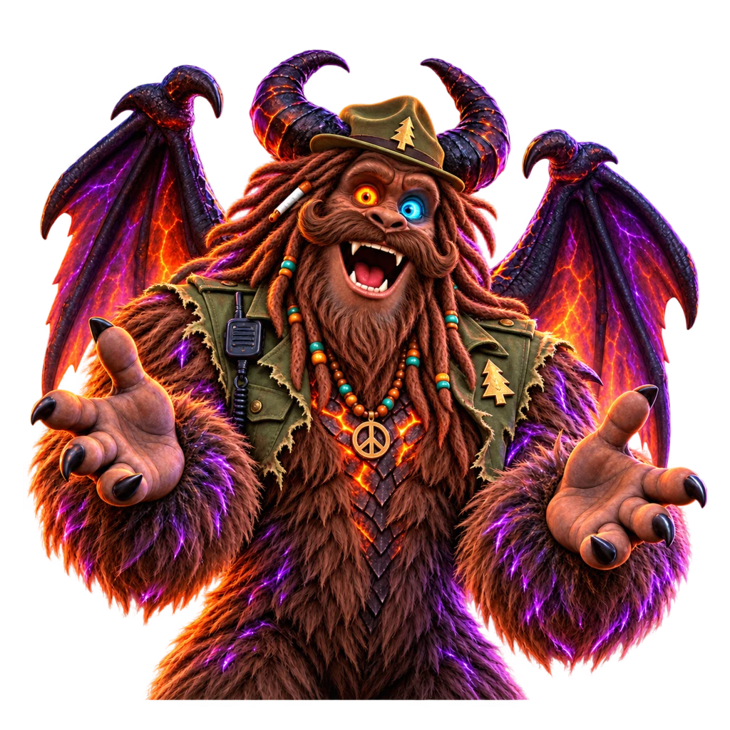Dragonsquatch, the winged fusion of Squatch, Scorch and the Ranger